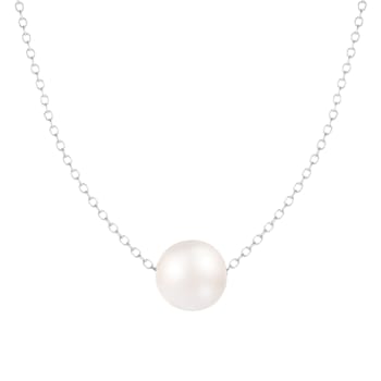 9.5-10.5mm White Cultured Freshwater Pearl Sterling Silver Necklace