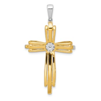 14K Yellow and White Gold 1/3ct. Diamond Passion Cross Pendant