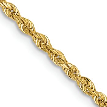 14k Yellow Gold 2mm Solid Diamond-Cut Quadruple Rope 30 Inch Chain