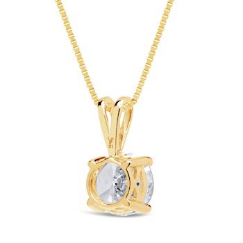 White Cubic Zirconia 14k Yellow Gold Pendant With Chain 2.00ctw