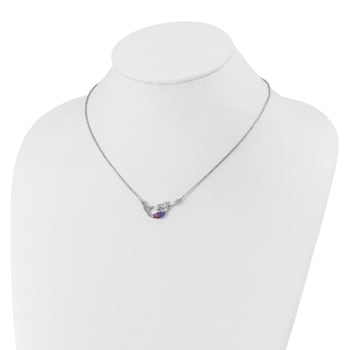 Rhodium Over Sterling Silver Crystal Mermaid 17.25 Inch with 2 Inch
Extension Necklace