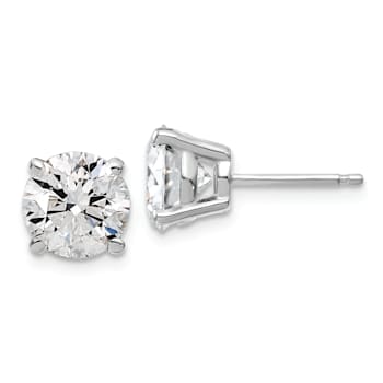 Rhodium Over 14K Gold Lab Grown Diamond 4ct. VS/SI GH+, 4-Prong Earrings