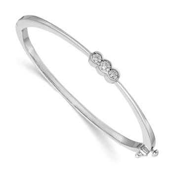 Rhodium Over 14k White Gold 6mm Diamond Hinged Bangle 0.48ctw