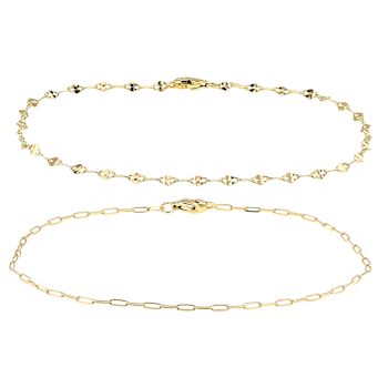 Petite Mirror And Paperclip Bracelet Set Of 4 In Sterling Silver And 18K
Gold Over Sterling Silver