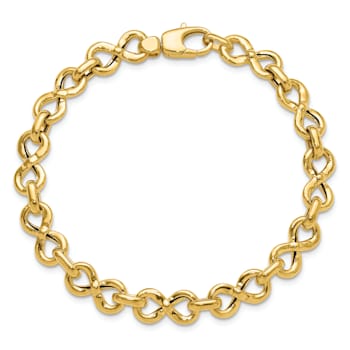 14K Yellow Gold Polished Fancy Infinity Link Bracelet