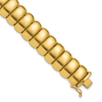 14K Yellow Gold 13.5mm Band Link 7.5 Inch Bracelet