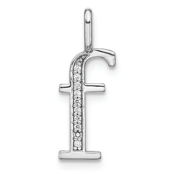 14K White Gold Diamond Lower Case Letter F Initial Pendant