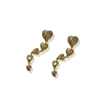 Off Park® Collection, Champagne Graduating Heart Crystal Earring.