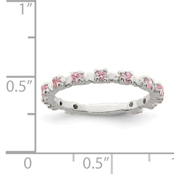 Sterling Silver Polished Pink Cubic Zirconia Children's Ring
