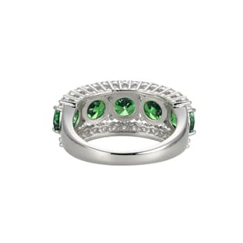 Green And White Cubic Zirconia Platinum Over Sterling Silver Ring 7.44ctw