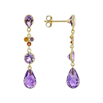 Multi Stone 14k Yellow Gold Dangle Earring 6.90ctw