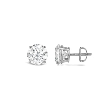 14K White Gold 1.50 Ctw Round Lab-Grown Diamond Studs, F Color SI2 Clarity