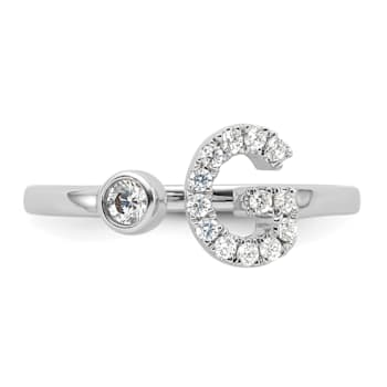 Rhodium Over 14K White Gold Lab Grown Diamond VS/SI GH, Initial G
Adjustable Ring