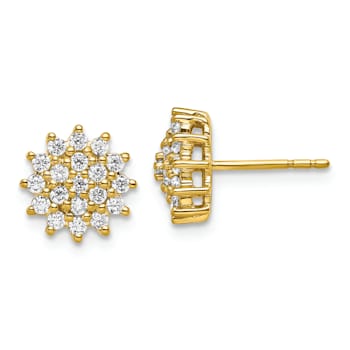 14K Yellow Gold Lab Grown Diamond SI1/SI2, G H I, Cluster Post Earrings