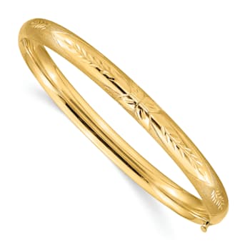 14K Yellow Gold 4/16 Florentine Hinged Bangle Bracelet