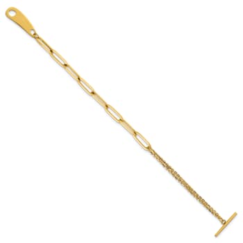 14K Yellow Gold Mixed Link 7.5 inch Toggle Bracelet