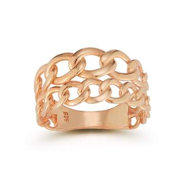 Sterling Statements 14K Rose Gold Over Sterling Silver Stacked Curb Ring