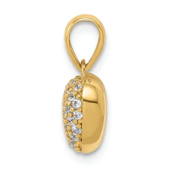 14k Yellow Gold Polished 3D Cubic Zirconia Heart Pendant