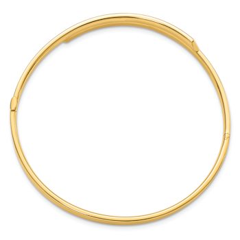14k Yellow Gold 7.4mm Polished Overlap Hinged Bangle