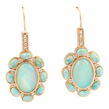 Barse Jewelry Aurora Blue Opal Golden Drop Earrings