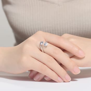 Clear Cubic Zirconia, Rhodium Over Sterling Silver Bypass Ring 2.5ctw