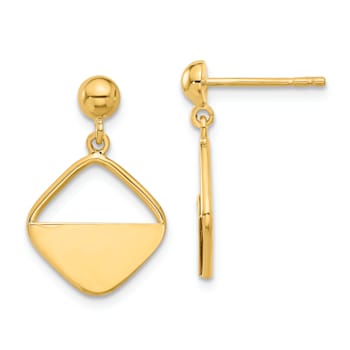 14k Yellow Gold Polished Contemporary Dangle Earrings