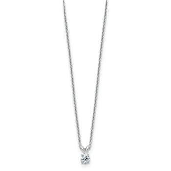 Rhodium Over 14K Gold 1/4 ct. 4.0mm Round G H I True Light Moissanite
Solitaire Pendant with Chain