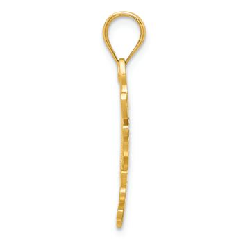 14k Yellow Gold Brushed Dove with Heart Pendant