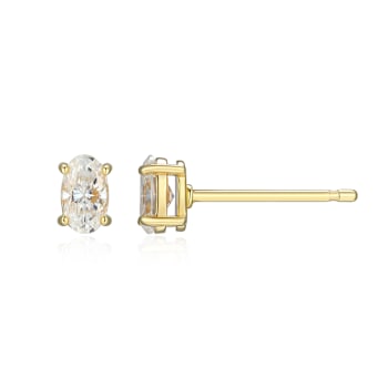 Oval Moissanite 14k Yellow Gold Over Silver Stud Earrings 0.52ctw DEW