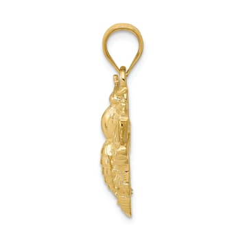 14k Yellow Gold Solid Open-backed Bee Pendant
