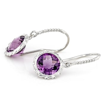 Purple Amethyst 14k White Gold Dangle Earrings 3.31ctw