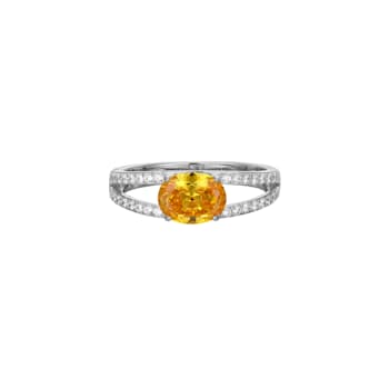 Yellow And White Cubic Zirconia Platinum Over Sterling Silver Ring 2.41ctw