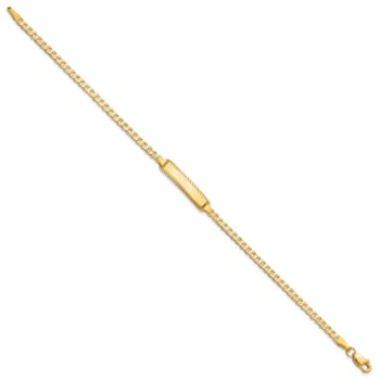 14k Yellow Gold Curb Link Diamond-Cut ID Bracelet