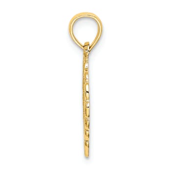 10K Yellow Gold Textured Heart with Lace Trim Charm