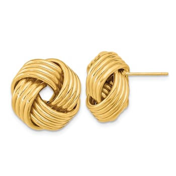 14k Yellow Gold Polished Love Knot Stud Earrings