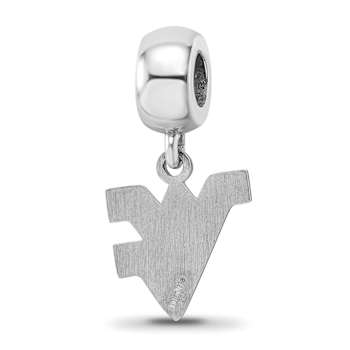 Sterling Silver Rhodium-plated LogoArt West Virginia University Small
Dangle Bead