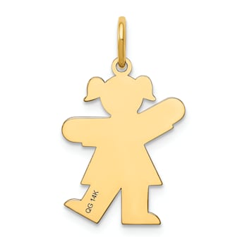 14k Yellow Gold Satin Girl Kiss Charm