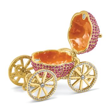 ETERNALLY YOURS Pink Pumpkin Coach with Ring Pad Trinket Box