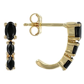Black Spinel And Lab Sapphire Earring Set In 18K Gold Over Sterling
Silver 1.26ctw