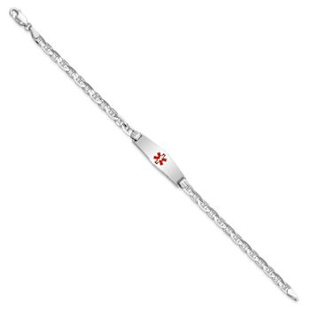 Rhodium Over 14k White Gold Medical Soft Diamond Shape Red Enamel
Mariner Link ID Bracelet