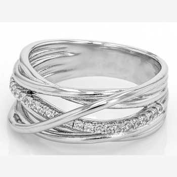 CZ Crossover Band Ring In Sterling Silver 0.33ctw