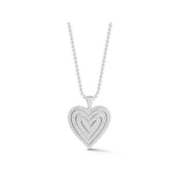 Sterling Statements Rhodium Over Sterling Silver CZ Heart Necklace with
Bead Chain