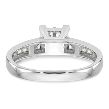 Rhodium Over 14K White Gold Diamond Cluster Engagement Ring 0.72ctw