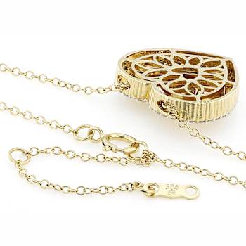Lab-Grown Diamond Heart Slide Pendant Necklace In 14K Gold Over Sterling Silver