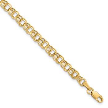 10k Yellow Gold 4.5mm Diamond-Cut Double Link Charm Bracelet