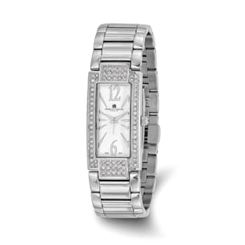 Ladies Charles Hubert Crystal Bezel White Dial 21x46mm Watch