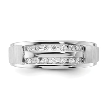 Rhodium Over 10K Gold Lab Grown Diamond Men's Ring