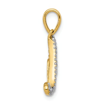 10k Yellow Gold and Rhodium Over 10k Yellow Gold Diamond Love Pendant