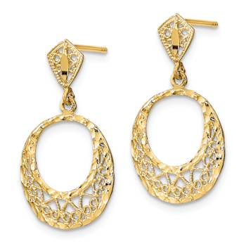 14K Yellow Gold Diamond-Cut Fancy Dangle Earrings