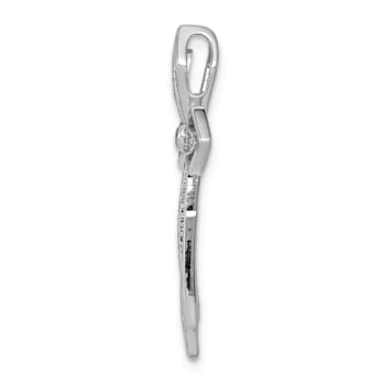 Rhodium Over 14k White Gold Diamond Cross chain slide